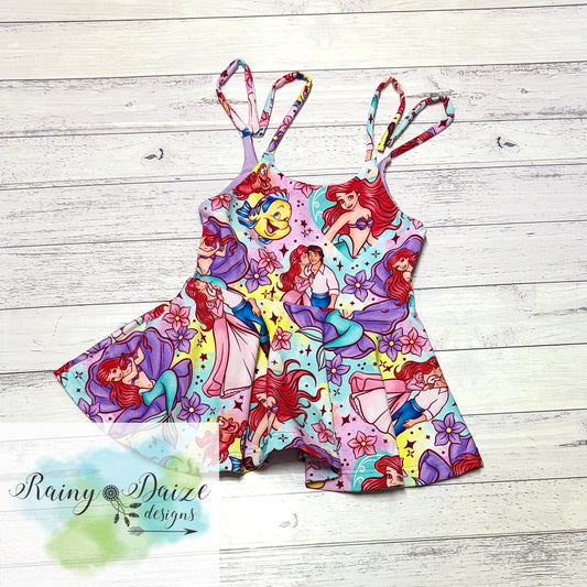 Little Mermaid Tie Shoulder Peplum Top