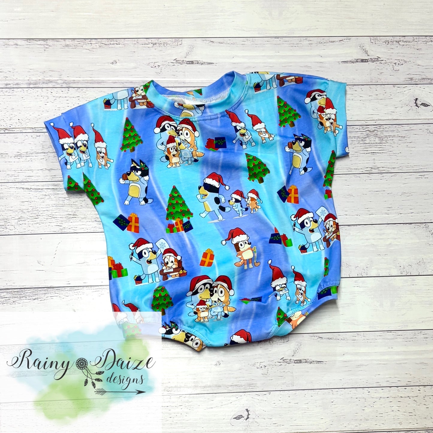 Blue Dog Christmas Sweater Romper