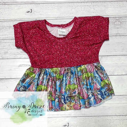 Size 2 Sleeping Beauty Peplum Top