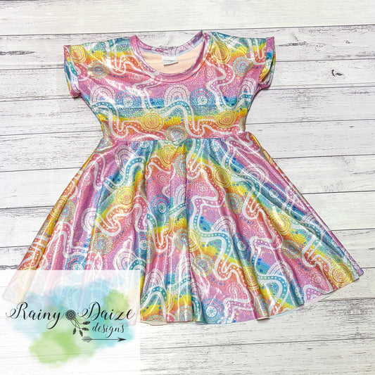 Size 6 Holographic Peplum Dress