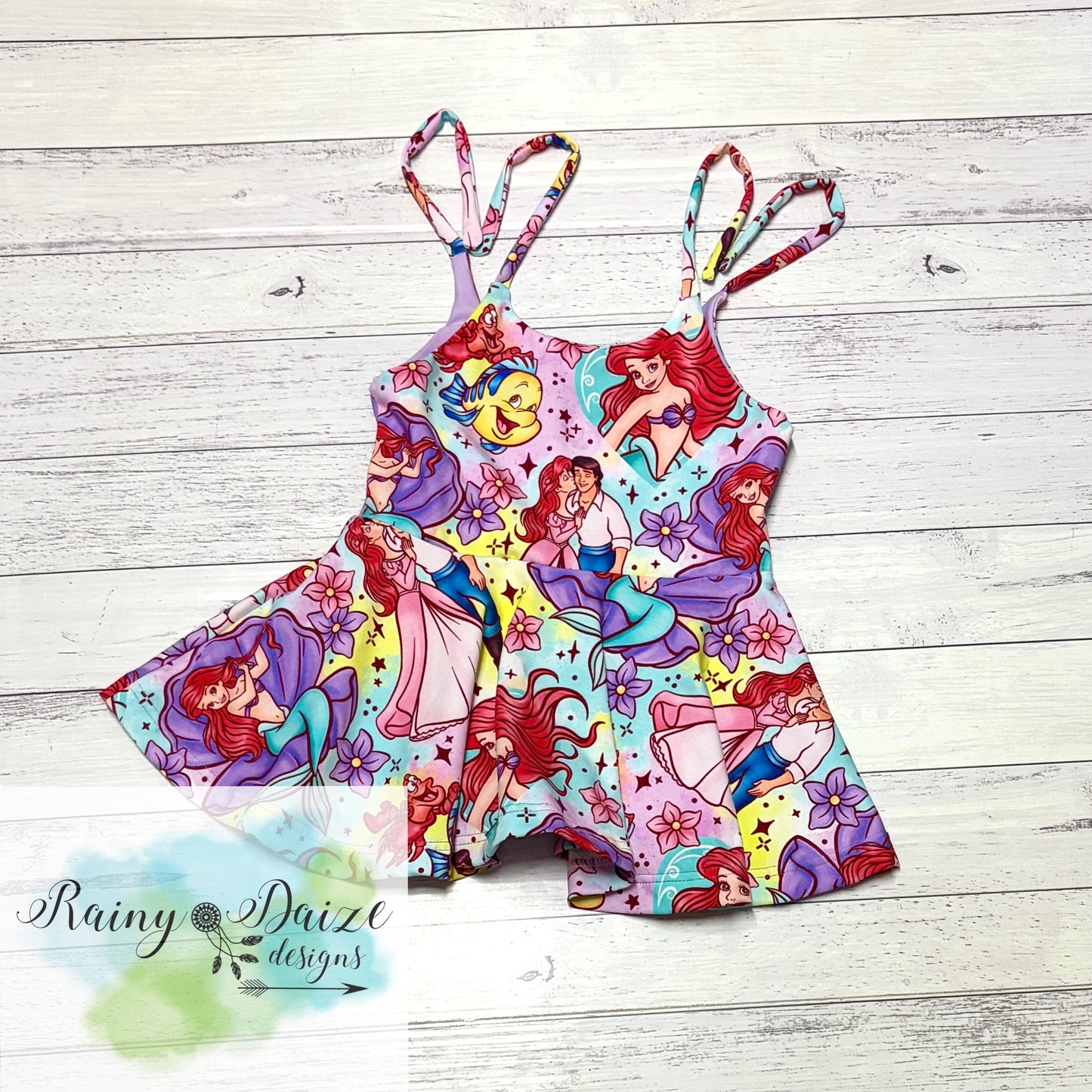 Little Mermaid Tie Shoulder Peplum Top
