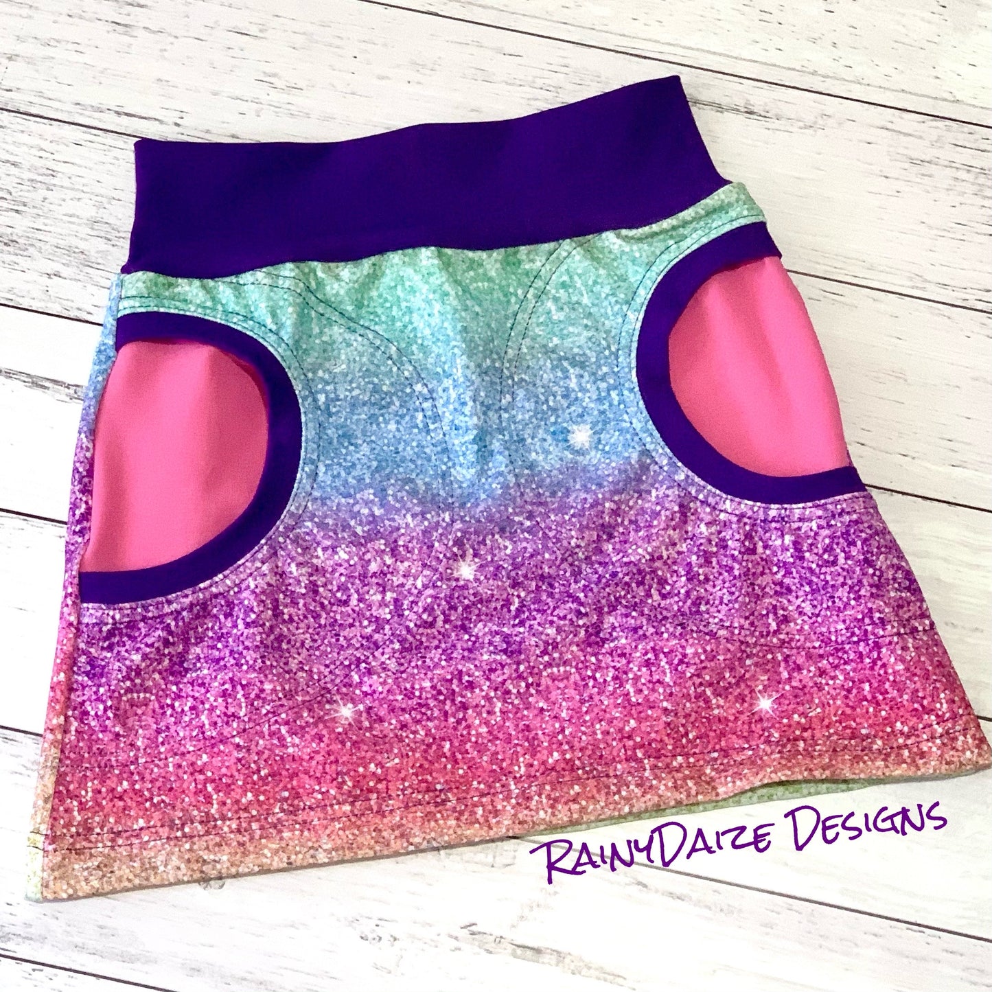 Rainbow Glitter Pocket Skirt